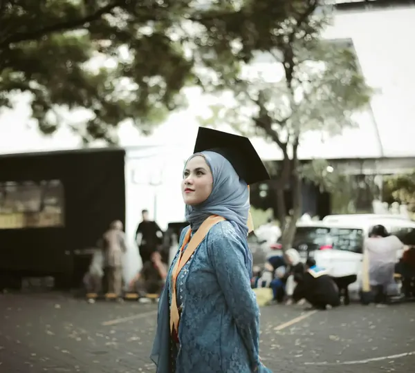 Graduate student celebrating