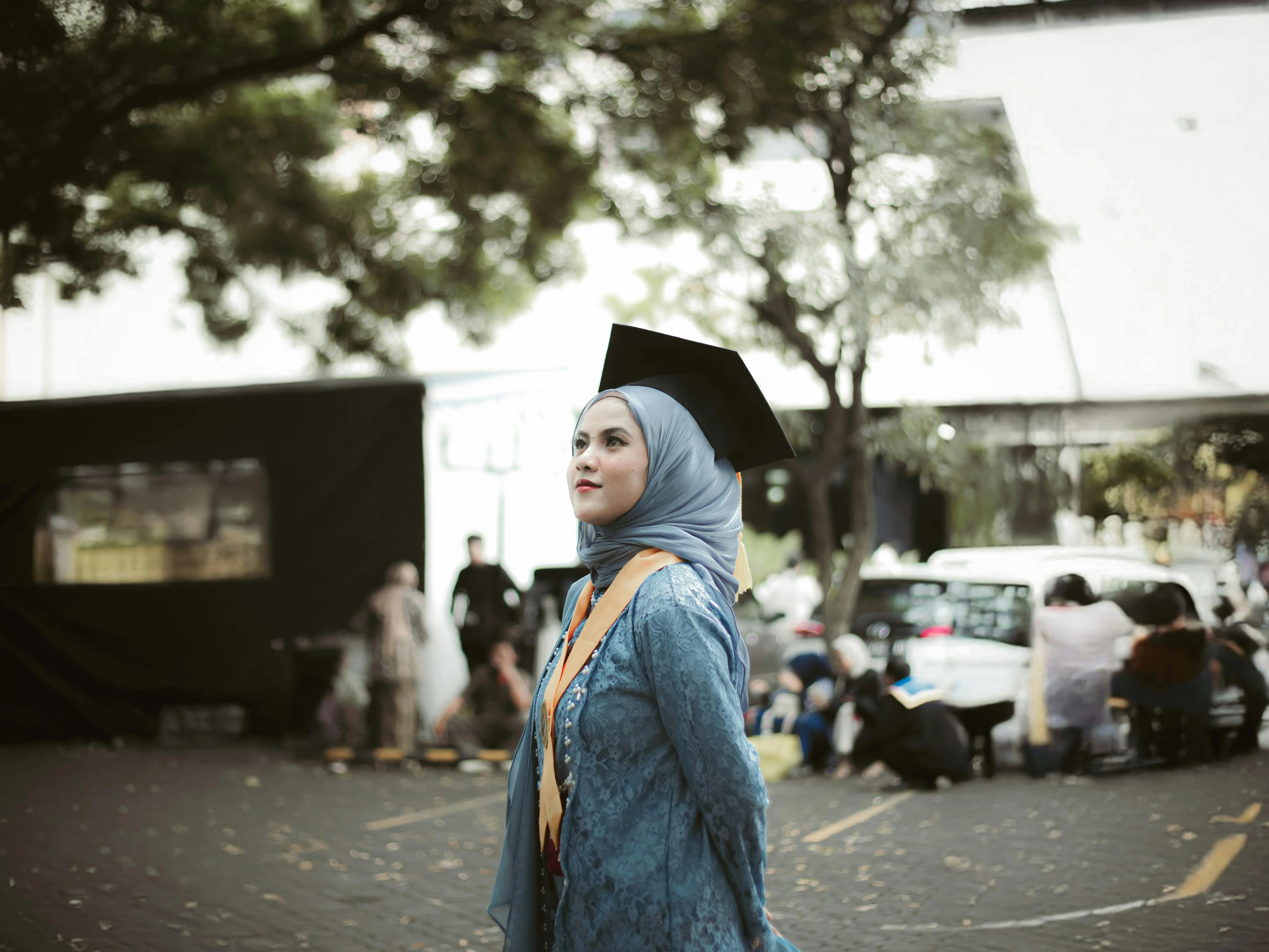 Graduate student celebrating